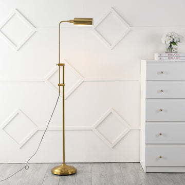 Zinnia 63" Industrial Minimalist Height-Adjustable Iron Pharmacy LED Floor Lamp - JONATHAN Y